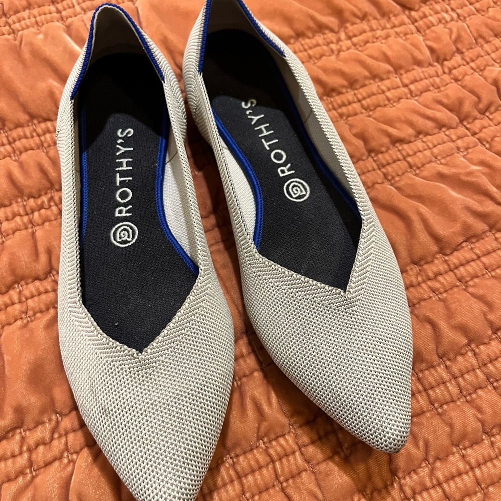 Rothy's Women's Grey Flats with Blue Trim